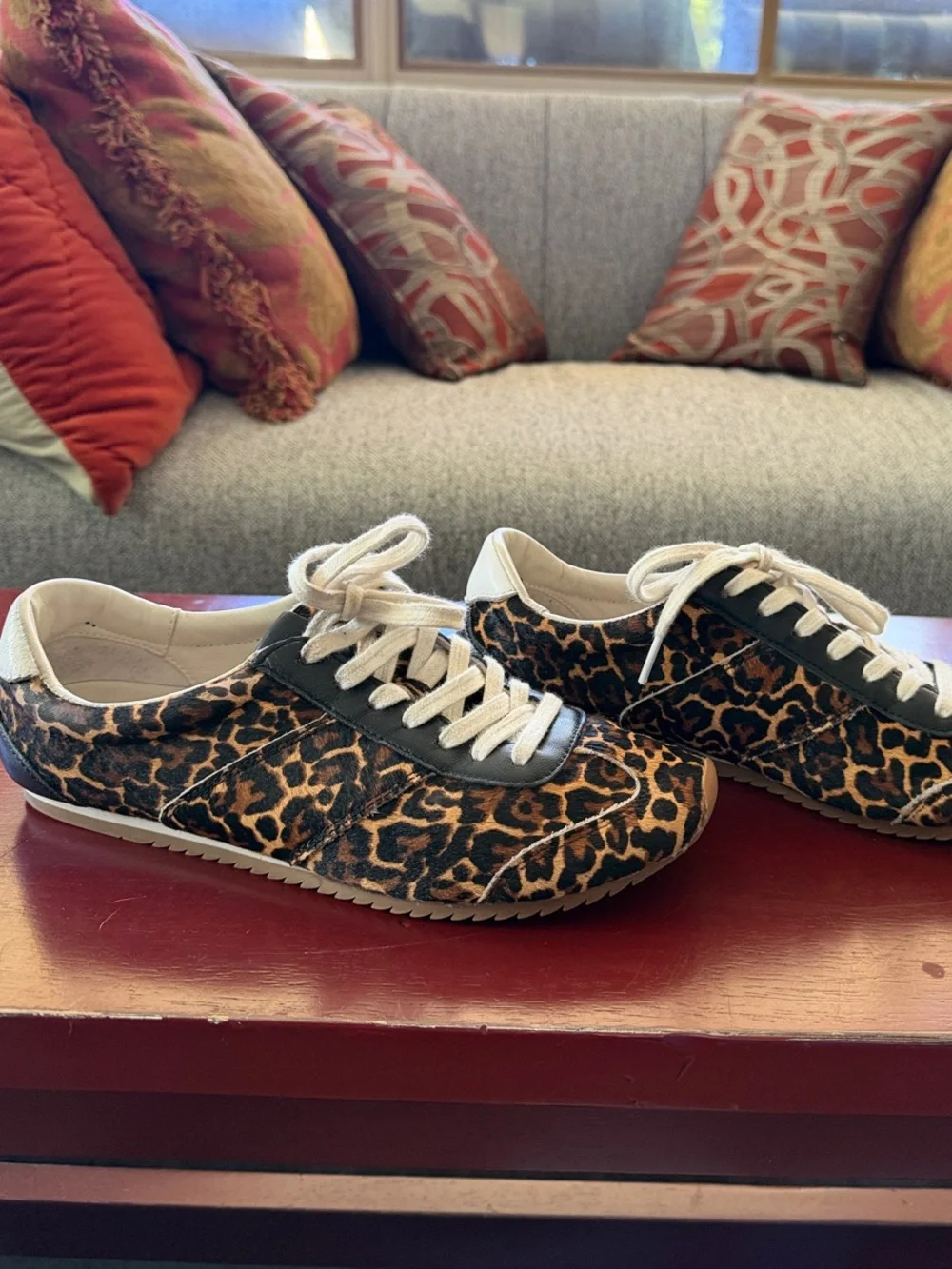 J. Crew Leopard-Print Lace-Up Sneakers in Brown and White